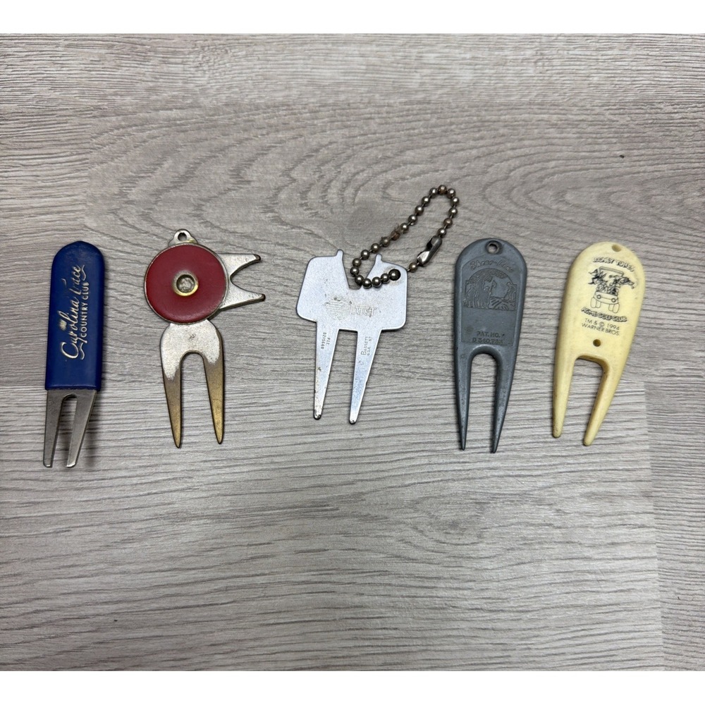 Lot Of 5 Divot Repair Tools‎ Vintage Looney Tunes, Carolina Trace, Shear-line